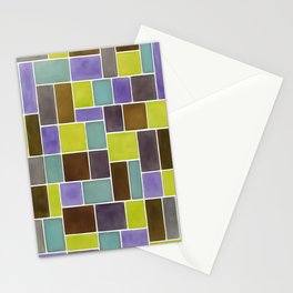 Rectangles And Squares Contemporary White Outline Art 2 Stationery Card