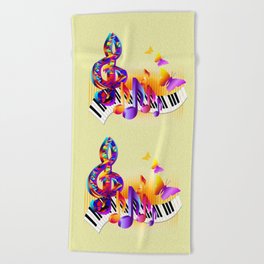 Music notes colorful design Beach Towel