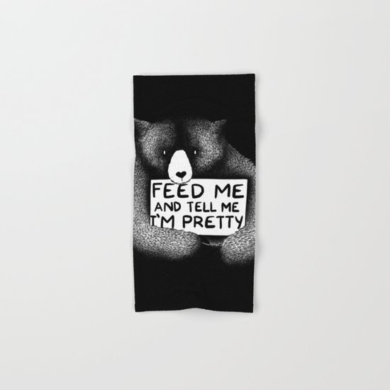 Feed Me And Tell Me I'm Pretty Bear (black) Hand & Bath Towel