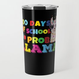 Days Of School 100th Day 100 Kawaii Llama Alpaca Travel Mug