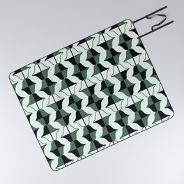 Whale Song Midcentury Modern Retro Arcs Abstract Green Picnic Blanket