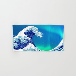 The Big Wave - Vintage Japanese Wave With Aurora Borealis  Hand & Bath Towel