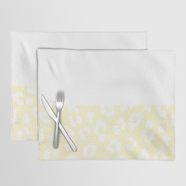 White Leopard Print Lace Horizontal Split on Butter Yellow Placemat