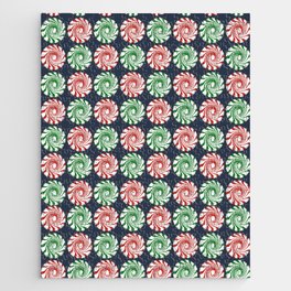 Peppermint swirl candy on navy blue Jigsaw Puzzle