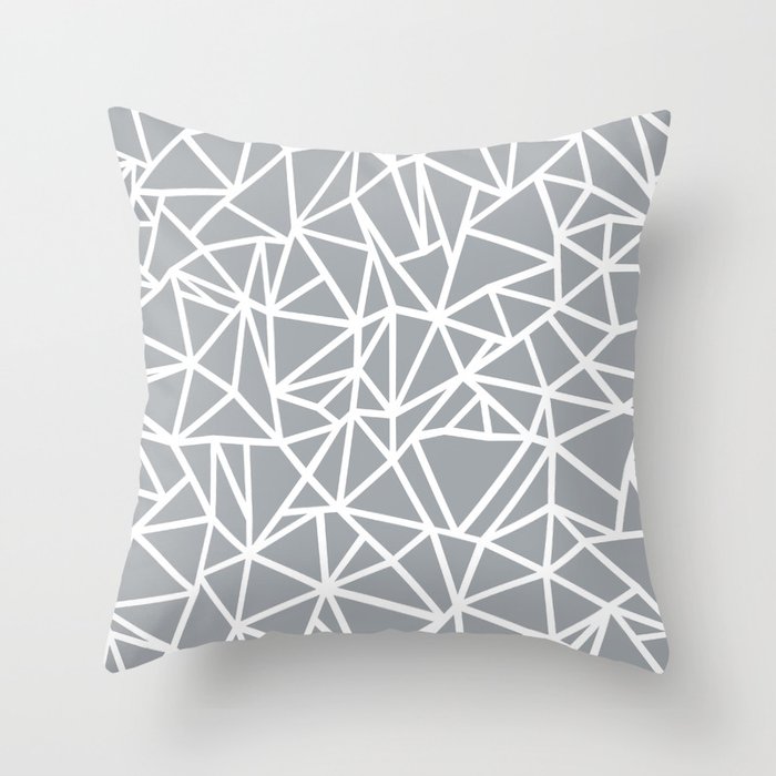 Abstract Outline Thick White on Grey Throw Pillow