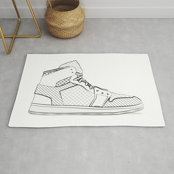 Sneaker Ilration Pop Art Drawing Black And White Graphic Rug By Ohaniki Sneaker Ilration Pop Art Drawing Black And White Graphic Rug By Ohaniki