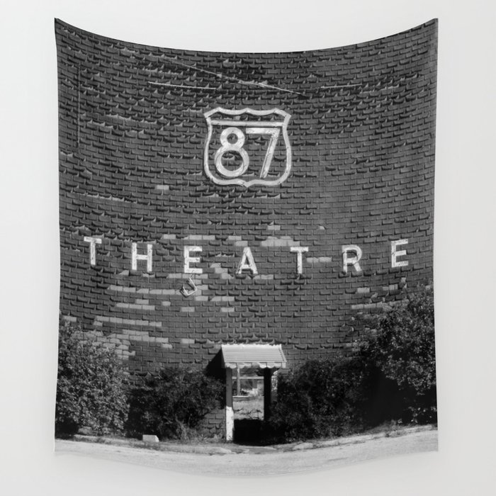 Drive in Movie Theater Black and White Wall Tapestry