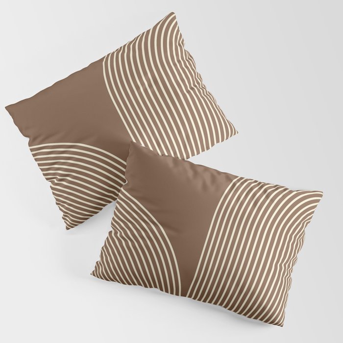 Geometric Lines in Beige Brown Pillow Sham