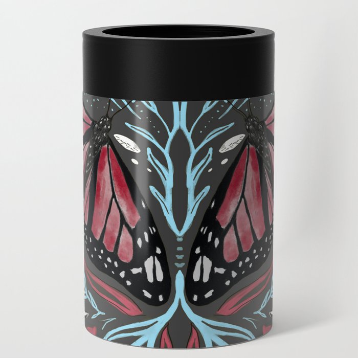 Butterfly Floral in Red Can Cooler