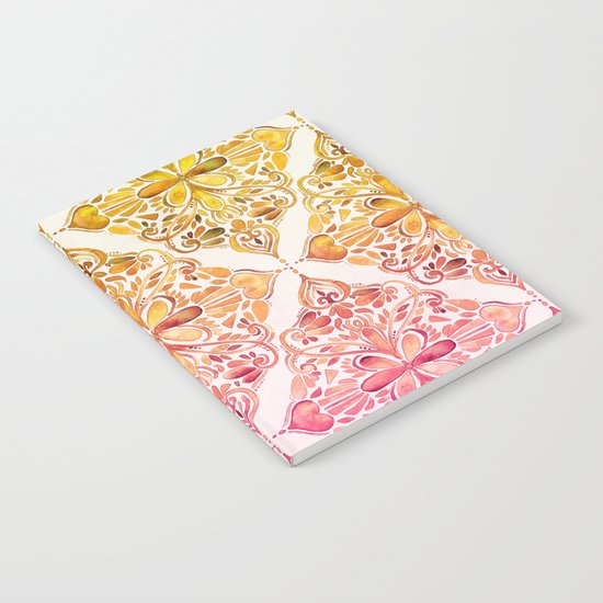 Sunset Art Nouveau Watercolor Doodle Notebook