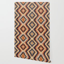 Traditional Vintage Southwestern Handmade Fabric Style Wallpaper