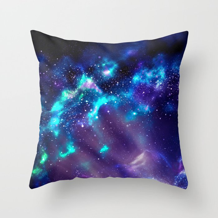 Abstract Nebula #2: Blue Throw Pillow