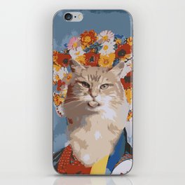 Cat Girl Ukraine Vyshyvanka Flowers iPhone Skin