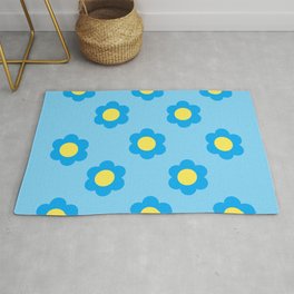 Blue flowers childrens style color art Rug