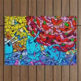 New York Street modified mural art Graffiti Photograph for home decoration. Outdoor Rug