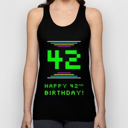 [ Thumbnail: 42nd Birthday - Nerdy Geeky Pixelated 8-Bit Computing Graphics Inspired Look Tank Top ]