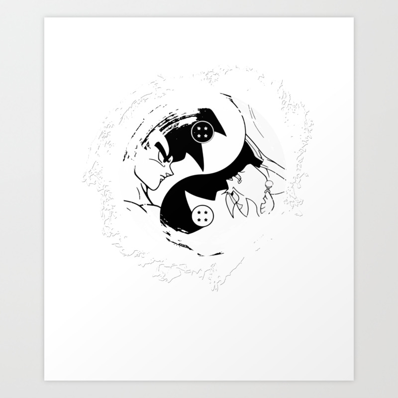 Goku Vs Goku Black Ying Yang Dragon Ball Super Art Print By