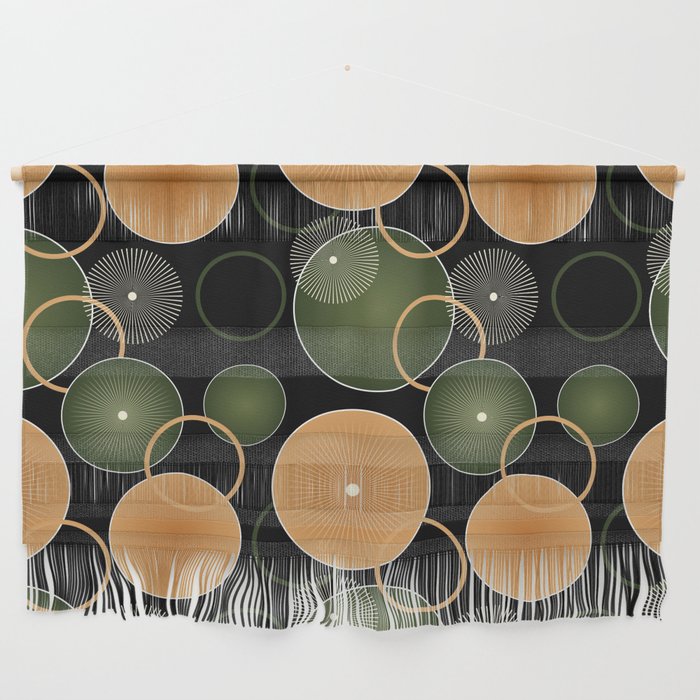 Orange shapes and golden wavy lines! Wall Hanging