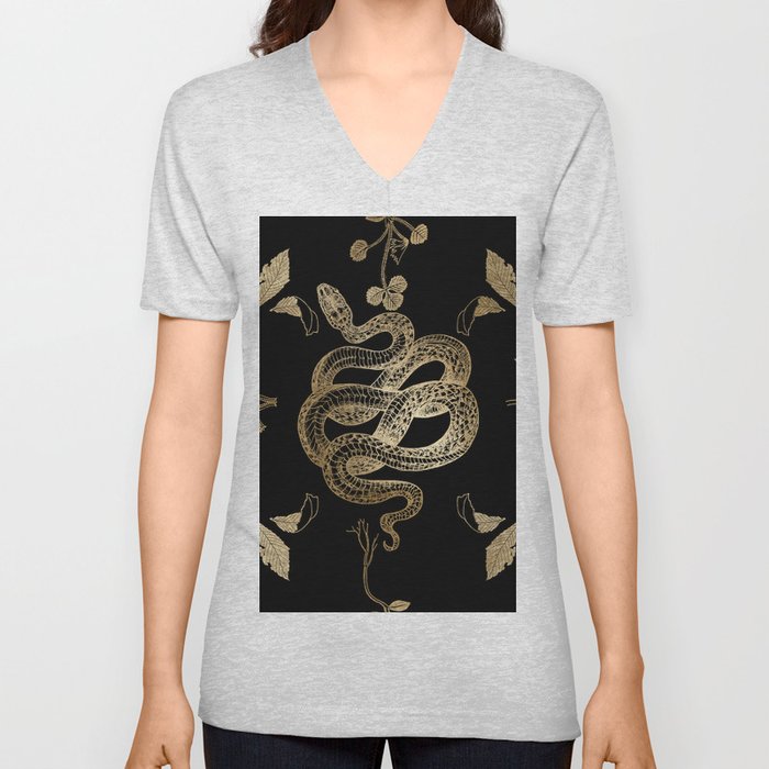 Gold Serpent V Neck T Shirt