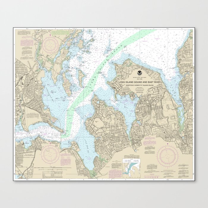 Long Island Sound and East River Nautical Chart 12366 Canvas Print