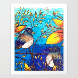 Two Little Birdies Art Print