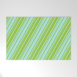 [ Thumbnail: Turquoise and Green Colored Lined Pattern Welcome Mat ]
