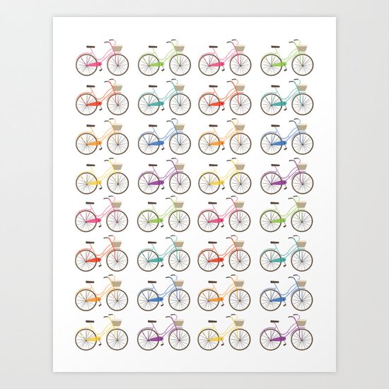 Rainbow Bicycles Art Print