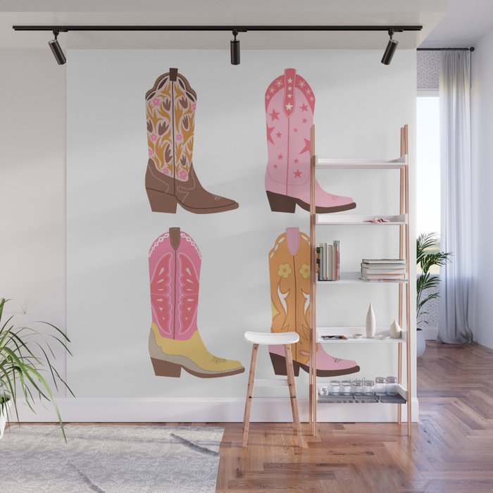 Cowboy Boots (Warm Palette) Illustration  Wall Mural