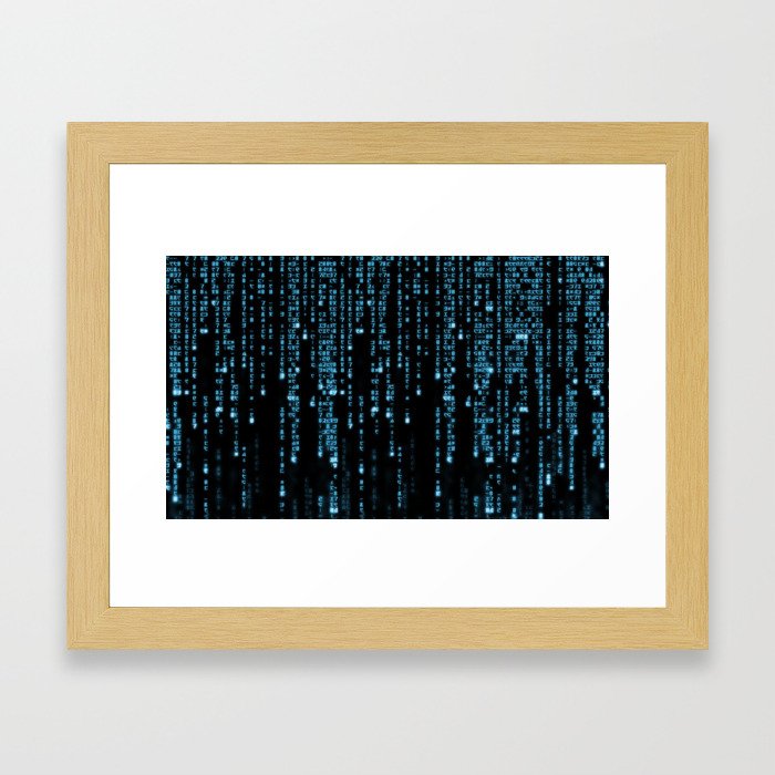 Matrix Binary Blue Code Framed Art Print