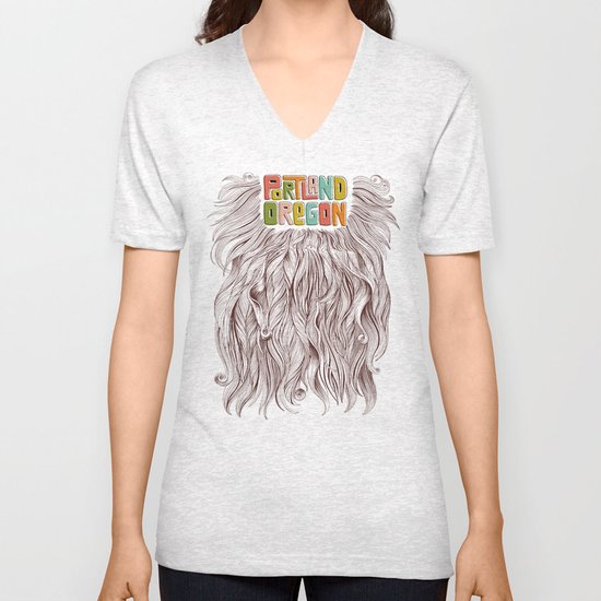 Portland = Beards Unisex V-Neck