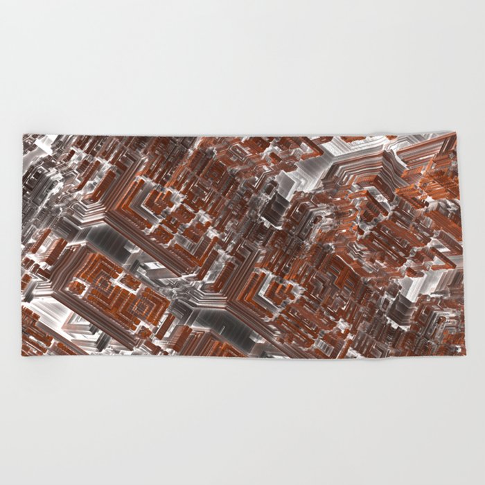 surreal futuristic abstract digital 3d fractal design art Beach Towel
