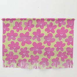 Happy Baby New Year Flowers - pink and lime Wall Hanging