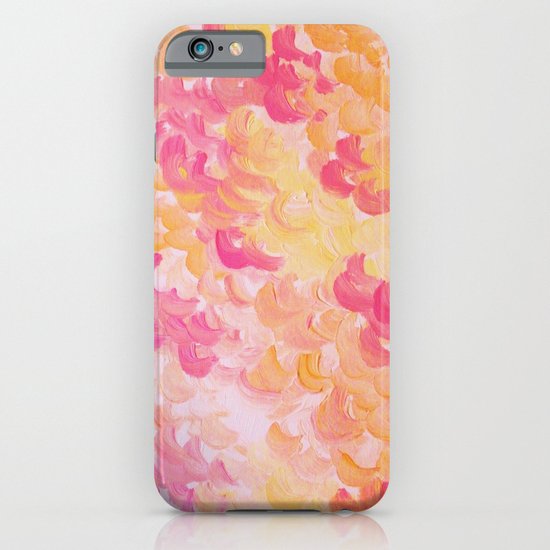 PINK PLUMES - Soft Pastel Wispy Pretty Peach Melon Clouds Strawberry Pink Abstract Acrylic Painting iPhone & iPod Case