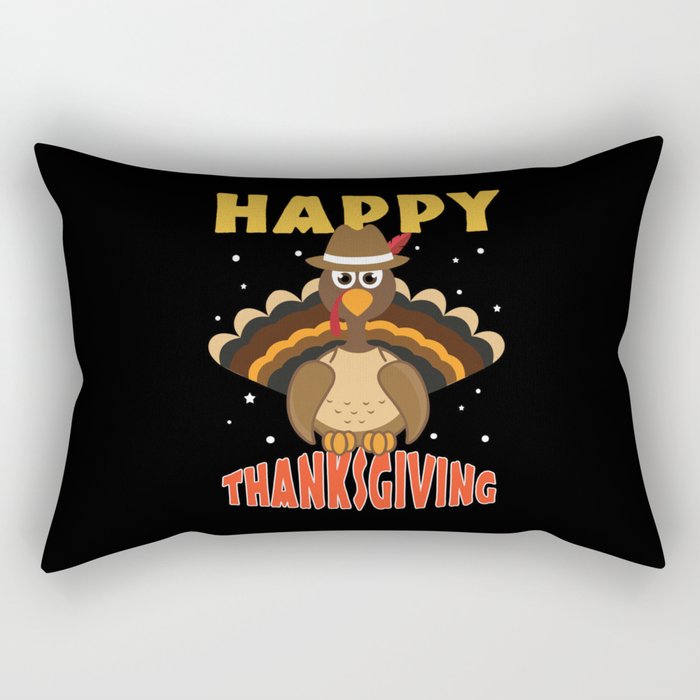 Autumn Fall Cute Kawaii Turkey Happy Thanksgiving Rectangular Pillow