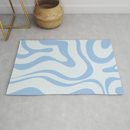 Soft Liquid Swirl Abstract Pattern Square in Powder Blue Area & Throw Rug