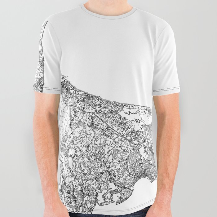 Cape Cod White Map All Over Graphic Tee