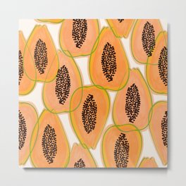 Papaya Cravings #illustration #pattern Metal Print