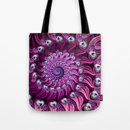 SPIRAL PURPLE/PINK WITH HEARTS Tote Bag