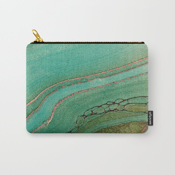 teal gold and pink acrylic agate Carry-All Pouch