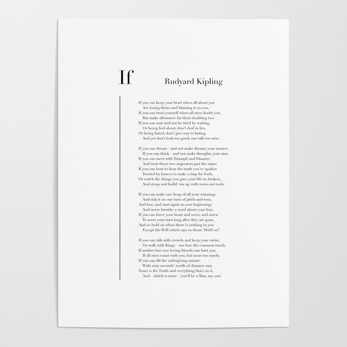 If by Rudyard Kipling Poster by Wise Magpie Prints | Society6