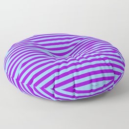 [ Thumbnail: Sky Blue & Dark Violet Colored Striped Pattern Floor Pillow ]