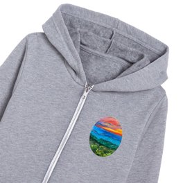 Red and Purple Sunset Over Blue Mountains Kids Zip Hoodie