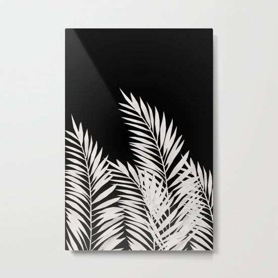 Palm Leaves White Metal Print