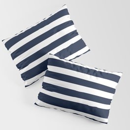 Ocean Stripes, Modern, Abstract, Navy Blue and White Pillow Sham