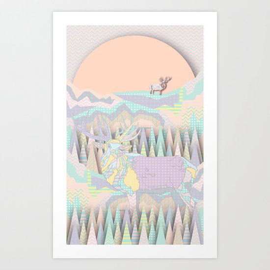 Deer Forest Art Print