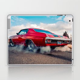 Vintage Chevelle SS 454 cowl hood American Classic Muscle car automobiles transportation rear shot color photograph / photography poster posters Laptop Skin
