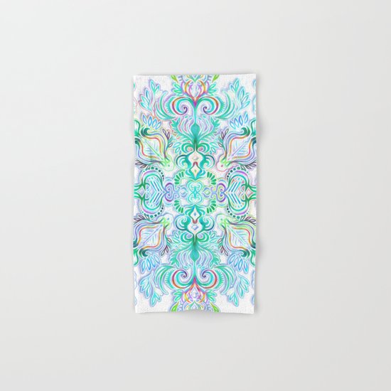 Painted Rainbow Doodles Hand & Bath Towel