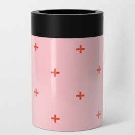 red + pink cross pattern Can Cooler
