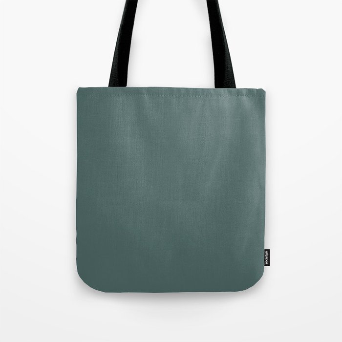 Dark Aqua Gray Solid Color Pantone Silver Pine 18-5410 TCX Shades of Blue-green Hues Tote Bag