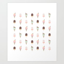 Ice dreams Art Print | Crocanti, Summertime, Pastel, Icecream, Vanilla, Mint, Almonds, Cream, Pink, Sweet 